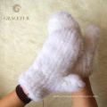 Hand knit Real Mink Fur Finger glove Winter warm gloves